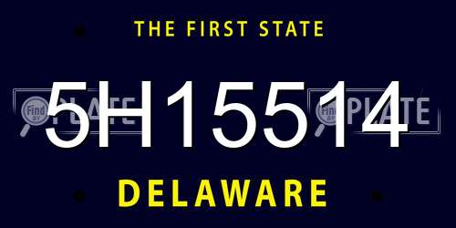 5H15514 Delaware License Plate