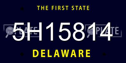 5H15814 Delaware License Plate