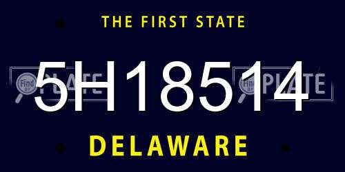5H18514 Delaware License Plate