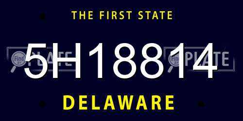 5H18814 Delaware License Plate