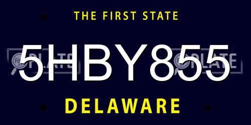 5HBY855 Delaware License Plate