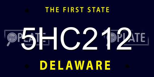 5HC212 Delaware License Plate
