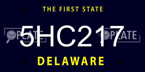 5HC217 Delaware License Plate