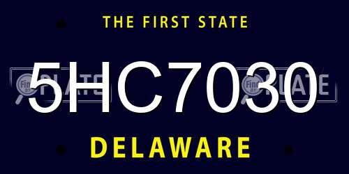 5HC7030 Delaware License Plate
