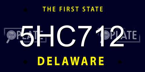 5HC712 Delaware License Plate