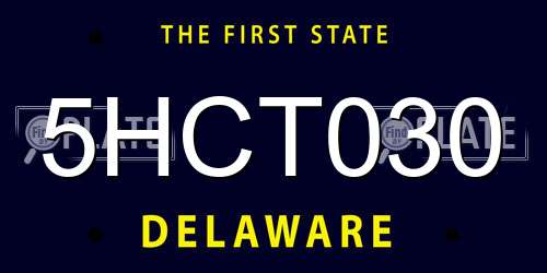 5HCT030 Delaware License Plate