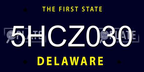 5HCZ030 Delaware License Plate