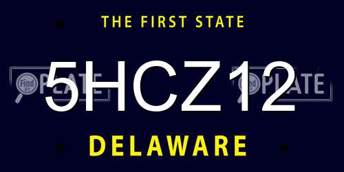 5HCZ12 Delaware License Plate