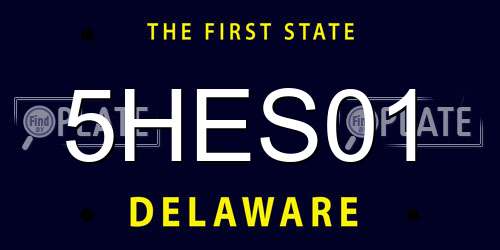 5HES01 Delaware License Plate
