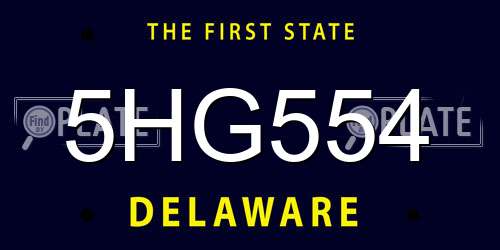 5HG554 Delaware License Plate
