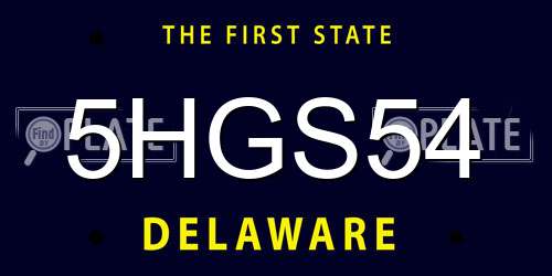 5HGS54 Delaware License Plate