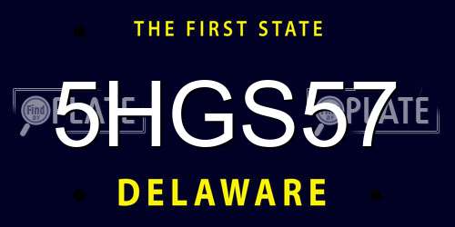 5HGS57 Delaware License Plate