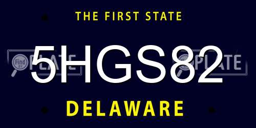 5HGS82 Delaware License Plate