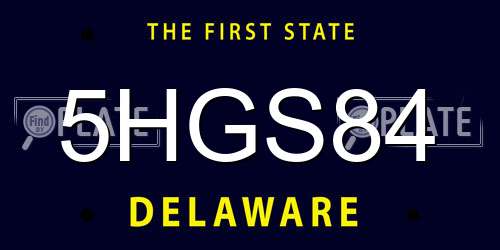 5HGS84 Delaware License Plate