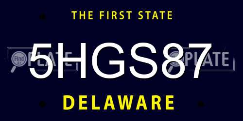 5HGS87 Delaware License Plate