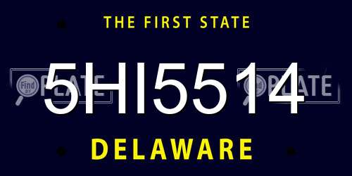 5HI5514 Delaware License Plate