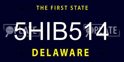 5HIB514 Delaware License Plate