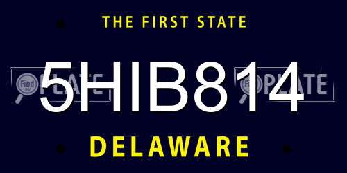 5HIB814 Delaware License Plate