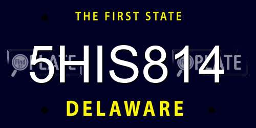 5HIS814 Delaware License Plate