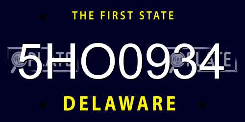 5HO0934 Delaware License Plate