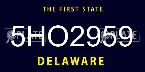 5HO2959 Delaware License Plate