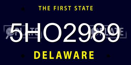 5HO2989 Delaware License Plate