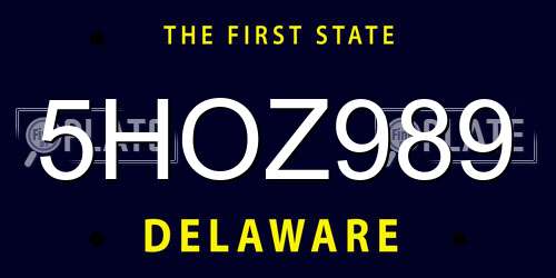 5HOZ989 Delaware License Plate
