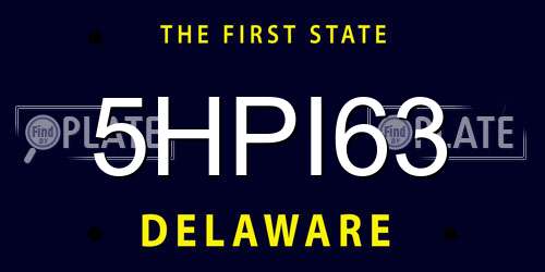 5HPI63 Delaware License Plate