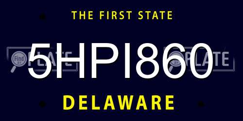 5HPI860 Delaware License Plate