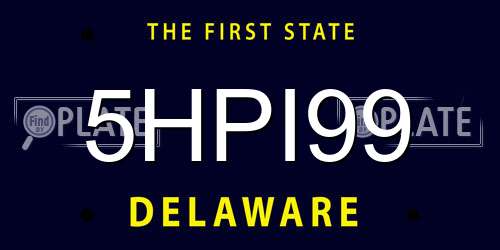 5HPI99 Delaware License Plate