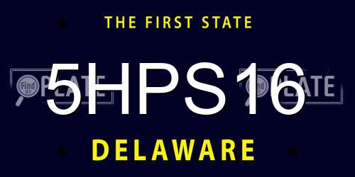 5HPS16 Delaware License Plate
