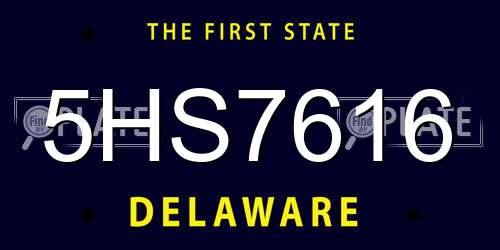 5HS7616 Delaware License Plate