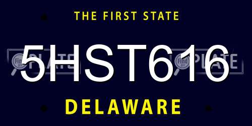 5HST616 Delaware License Plate