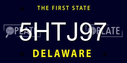 5HTJ97 Delaware License Plate