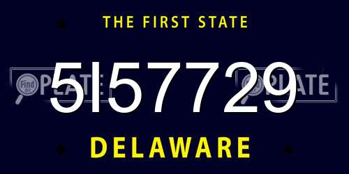 5I57729 Delaware License Plate