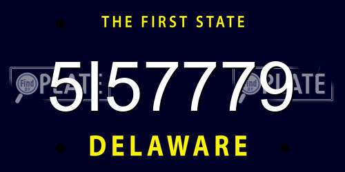 5I57779 Delaware License Plate