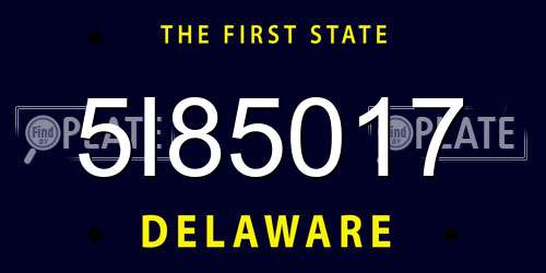 5I85017 Delaware License Plate