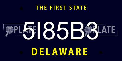 5I85B3 Delaware License Plate