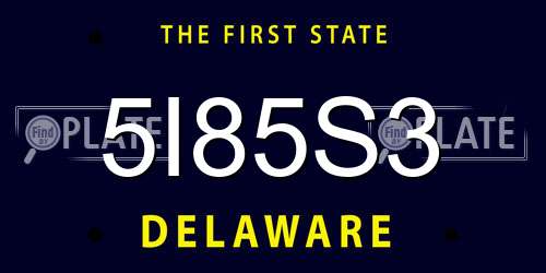 5I85S3 Delaware License Plate