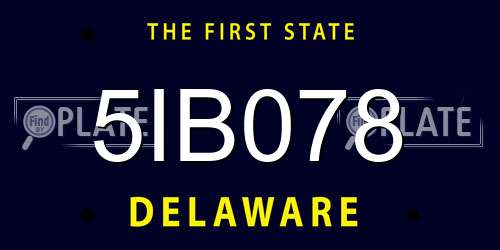5IB078 Delaware License Plate
