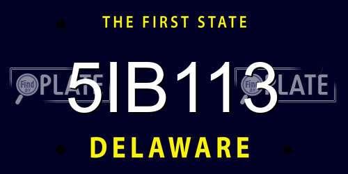 5IB113 Delaware License Plate