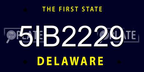 5IB2229 Delaware License Plate
