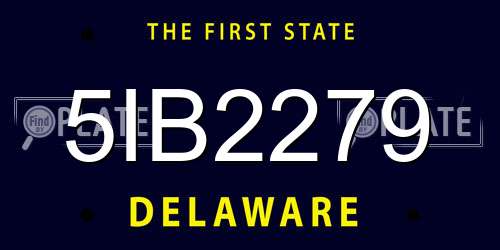 5IB2279 Delaware License Plate