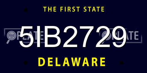 5IB2729 Delaware License Plate