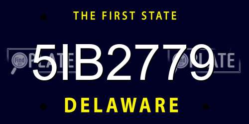 5IB2779 Delaware License Plate