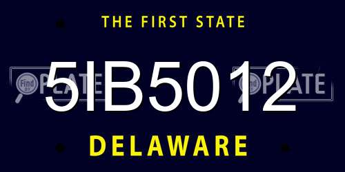 5IB5012 Delaware License Plate