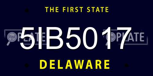 5IB5017 Delaware License Plate