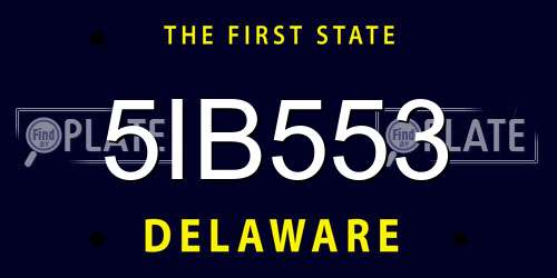 5IB553 Delaware License Plate