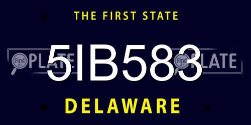5IB583 Delaware License Plate