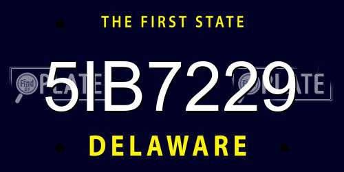 5IB7229 Delaware License Plate
